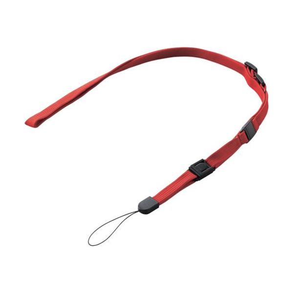 《メーカー》エレコム（株）《品番》P-STN01RD《特長》●首に装着してスマートフォンの落下を防ぐ、伸縮素材を使用したネックストラップです。●先端ストラップ部分を外すとフィンガーストラップにもなる2way仕様のストラップです。●やわらかい...