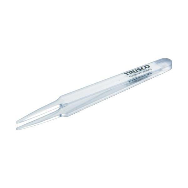 ■TRUSCO 透明プラスチック製ピンセット 120mm 先丸型【8552564:0】[店頭受取不可]