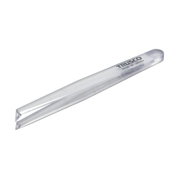 ■TRUSCO 透明プラスチック製ピンセット 120mm 先曲型【8552565:0】[店頭受取不可]
