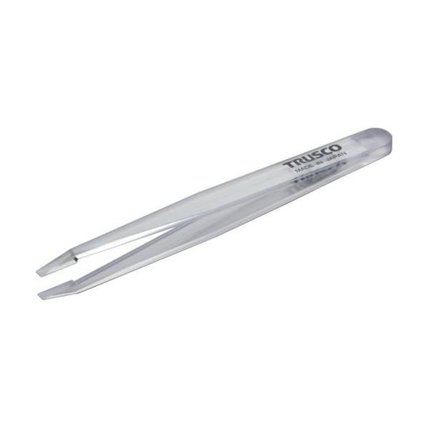■TRUSCO 透明プラスチック製ピンセット 120mm 先平細型【8552566:0】[店頭受取不可]