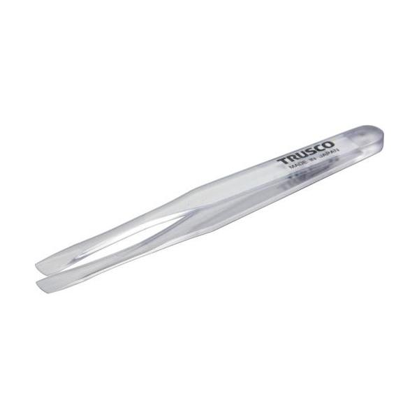 ■TRUSCO 透明プラスチック製ピンセット 120mm 先丸平型【8552567:0】[店頭受取不可]