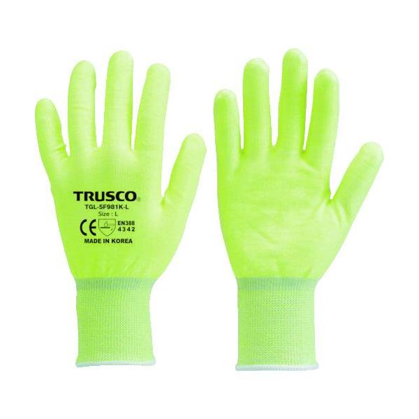 ■TRUSCO 【売切廃番】耐切創手袋 レベル3 蛍光イエロー S【8560856:0】[店頭受取不可]