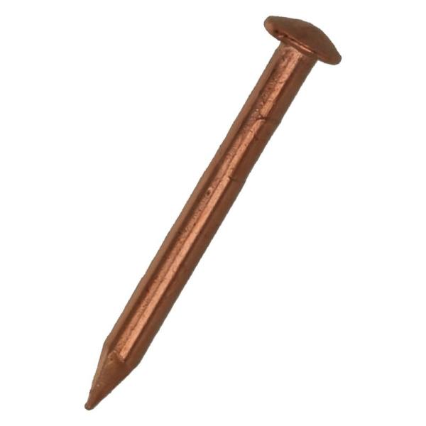 材質は銅。●用途:一般的には銅板を止める場合に下穴を開け使用。●材質:銅 ●呼び径:#19(1.07) ●長さ・厚み:10 ●頭部形状:丸 [関連ワード] ねじ・ボルト・ナット・ワッシャー 釘・鋲 特殊釘 銅釘