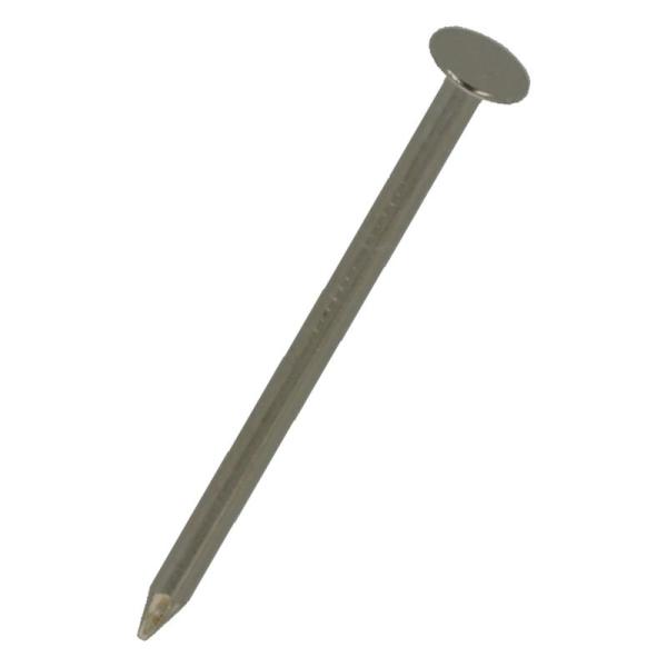 材質は鉄で、ニッケルめっき。丸頭で、軸細な釘。●用途:プレート・板張り用として使用。●材質:鉄 ●表面処理:ニッケルめっき ●呼び径:#20(0.89) ●長さ・厚み:16 ●頭部形状:平 [関連ワード] ねじ・ボルト・ナット・ワッシャー ...