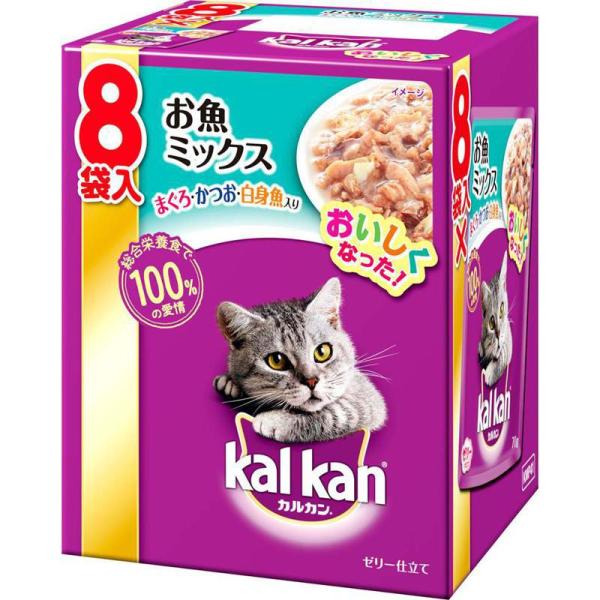 他サイト： 【セット販売】 マースジャパンリミテッド KMP41カルカン パウチ お魚ミックス まぐろ・かつお・白身魚入り 70g×8 (×2セット)の商品画像