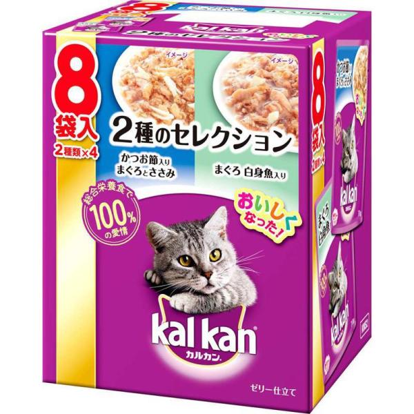 他サイト： 【セット販売】 マースジャパンリミテッド 猫 ウェット カルカンパウチ かつお節入りまぐろとささみ+まぐろ 白身魚 70g×8袋 (×2セット)の商品画像