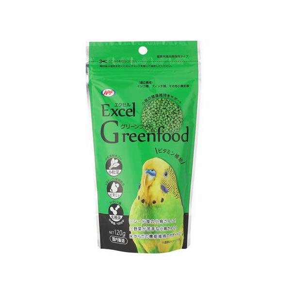 商品名:エクセルグリーンフード商品コード:4932804308012規格:120g偏食気味・野菜が苦手な小鳥さんに！きれいな羽毛の維持に！栄養豊富な小松菜粉末入り！ビタミン15種類配合。腸内環境を整える乳酸菌(フェカリス菌)プラス！原材料:...