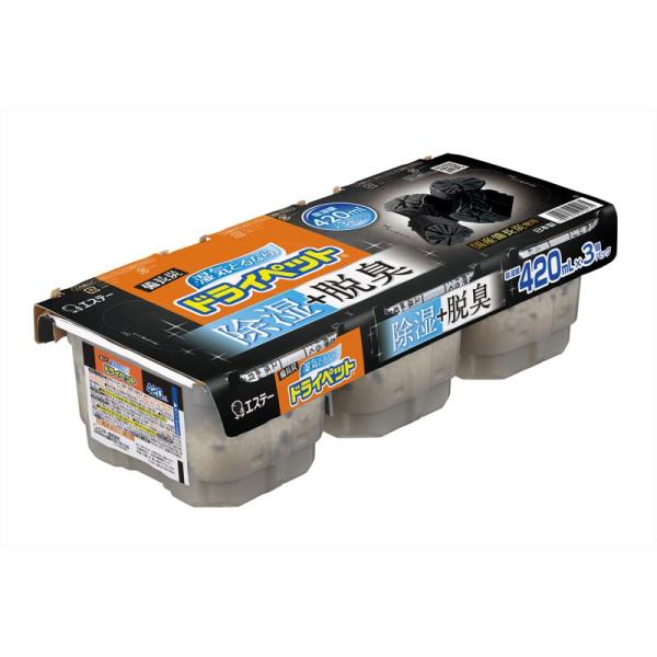 【セット販売】 エステー 備長炭ドライペット 420ml×3個パック(×6セット) 除湿剤/タンクタイプ