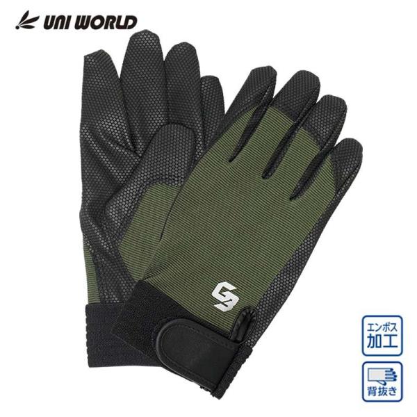 ユニワールド G-BOOST 合成皮革手袋 GB-2510 オリーブ L 作業手袋