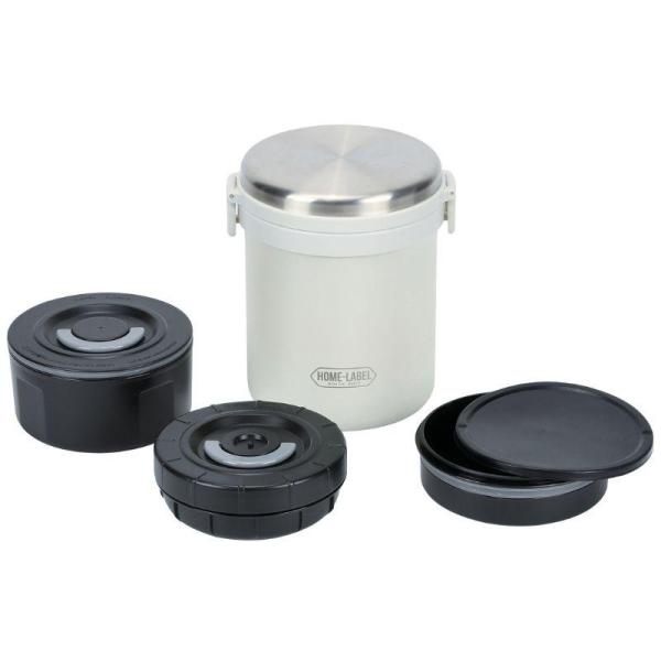 フタも真空二重構造なので保温効果が大幅にUP。食べる前におかずをご飯にのせればご飯がふやけずに、出来立ての感覚。真空二重構造により保冷効果も高く、サラダなど冷たさをキープ。実容量：ご飯容器0.43?、おかず容器0.3?スープ容器0.24?保...