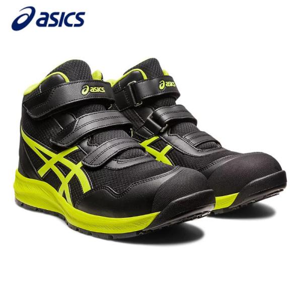 【新品、未使用】asics ウィンジョブ 安全靴27.5cm ウィンジョブ [即納在庫品] アシックス CP216 ブラックxネオンライム