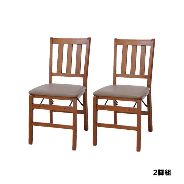 ☆専用  木製椅子   ２脚     花台 谷村実業 折りたたみ木製ダイニングチェア2脚組 TAN-833ブラウン