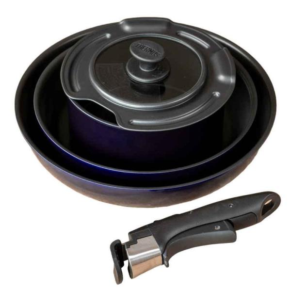 他サイト： [即納在庫品]  サーモス（THERMOS） 取っ手のとれるフライパン５点セットEA KSE-5A DPBL ディープブルー ガス火専用 フライパン 22cm 26cm 鍋 18cmの商品画像