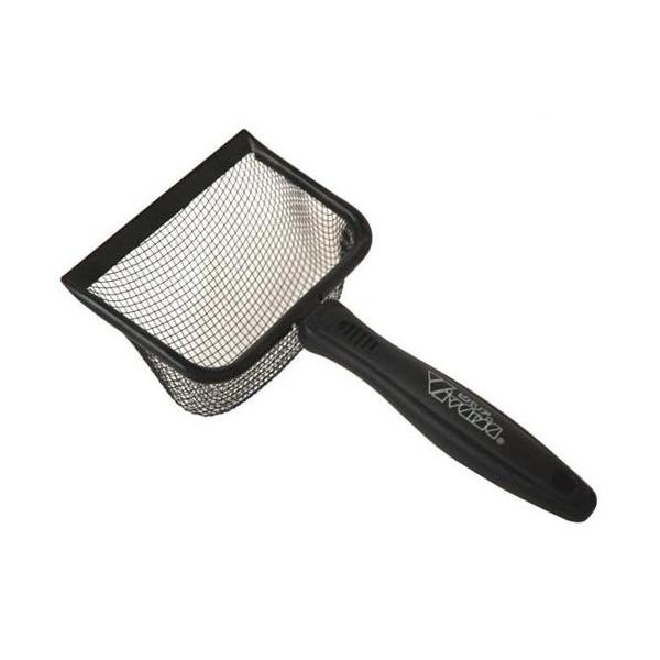 エサの残りやフン等の排泄物をすくって、床材から取り除けます。爬虫類用の乾燥した床材メンテナンス用品。【原産国】中華人民共和国【原材料】スコップ部：ステンレス、ハンドル部：ポリプロピレン【使用方法】網目約3mmのブラックステンレスメッシュスコ...