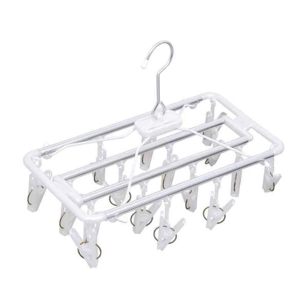 シンプルな見た目で清潔感のある角ハンガーです。ピンチは16個付いています。少量干したい時に便利なサイズです。アルミ製で軽くて汚れがつきにくいです。首部分は回転するフックで向きを気にせずに干せます。新しいピンチと取り替えることができます。〇商...