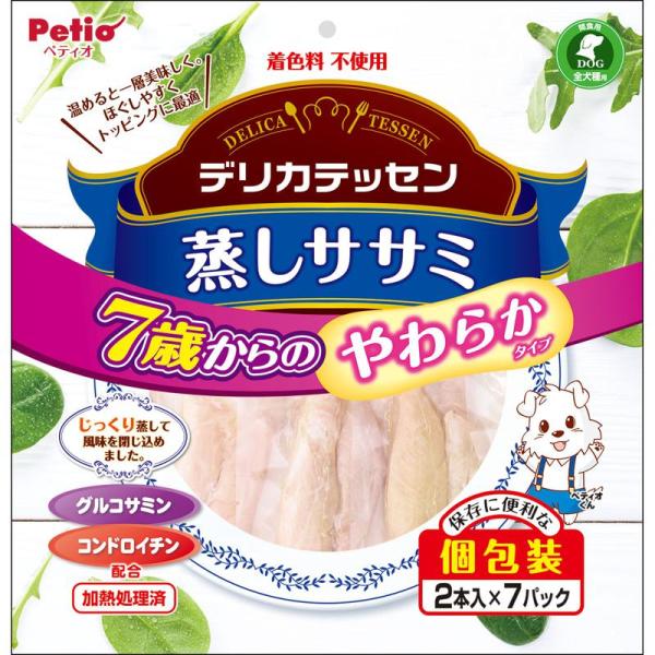 他サイト： ペティオ(Petio) デリカテッセン 蒸しササミ 7歳からのやわらか健康ケア 2本入×7パック ペティオの商品画像