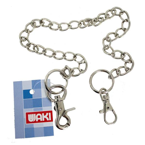 シンプルなデザインのウォレットチェーンです。財布、鍵、定期入れなどの落下防止にお使いください。【サイズ】サイズ(mm):400【材質】ニッケル