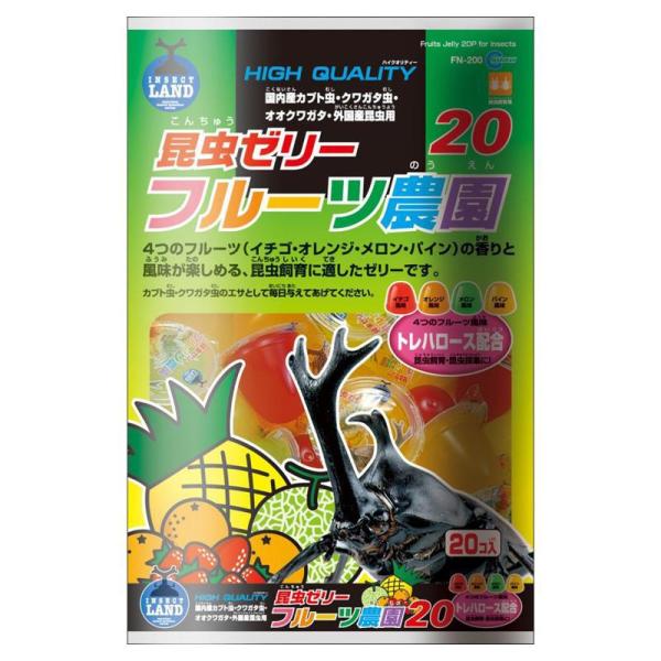 商品コード:4906456510352商品名:MKFN200フルーツ農園20トレハロース配合のフルーツ味のゼリーです。商品説明:昆虫が大好きなゼリーをフルーツ風味に仕上げました。原材料:砂糖、カラギーナン、クエン酸、クエン酸ナトリウム、香料...