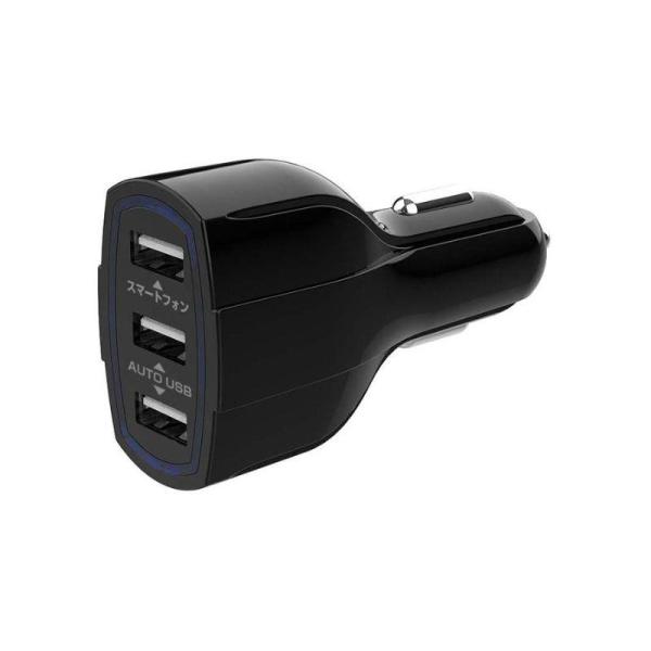 ●USB-A 3ポート搭載の車載用USB電源。車のDCソケットをUSB電源に変換します。●自動識別IC搭載。（3ポートのうち2ポートで対応。）iPad/iPhone/iPod/スマートフォン/タブレット等を自動的に識別し、最適な電流で充電で...