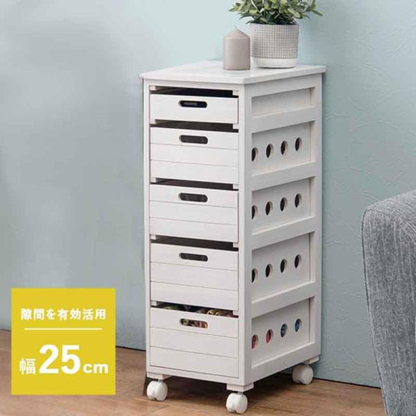 【仕様】・商品サイズ(外寸)：約幅25x奥行40x高さ79cm・(天板)タイル付・本体：キャスター付(内2個ストッパー付)・引出内寸：約幅18x奥行34.5x(浅)4.5(中)10.5(深)12.5cm・成分材質：(主材)桐材・原産国：中国製