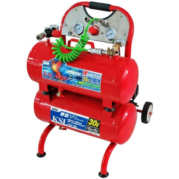 ✨KENOH　中古　KSL-4539　コンプレッサー✨うるま市田場✨ KENOH 静音オイルレスコンプレッサ 15+15L KSL-W30 : ホームセンター