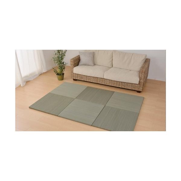 6色展開のカラフル置き畳【仕様】○サイズ：約65×65×2.5cm○厚み：約25mm○カラ−：ブルー○組成：表面：い草100％中材：ポリエチレン・ポリスチレン裏面：不織布（滑りにくい加工付、裏面5カ所）○機能：抗カビ・消臭○洗濯：不可○すべ...