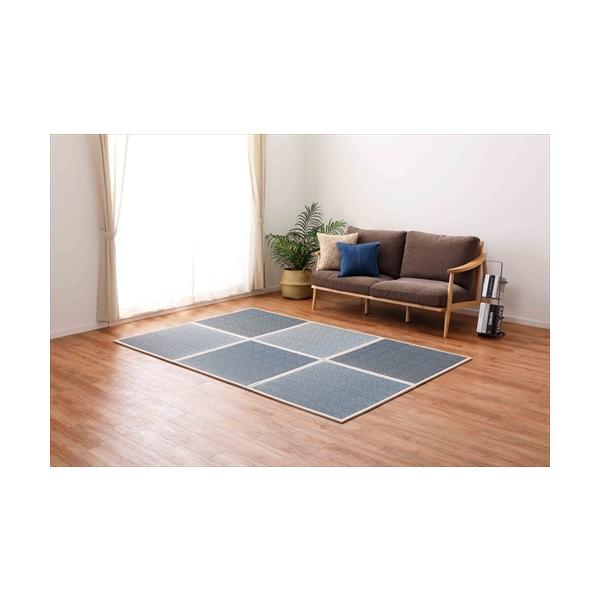 ポップな置き畳【仕様】○サイズ約82×82×1.1cm○厚み約11mm○カラ−ブルー○組成表面：い草100%綾織中材：ポリエステル（フェルト）裏面：不織布（すべり止め付き）○機能防カビ・抗菌・防臭・消臭○洗濯不可○すべり止めあり○原産国中国...