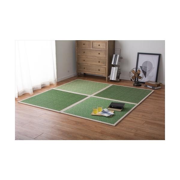 ポップな置き畳【仕様】○サイズ約82×82×1.1cm○厚み約11mm○カラ−グリーン○組成表面：い草100%綾織中材：ポリエステル（フェルト）裏面：不織布（すべり止め付き）○機能防カビ・抗菌・防臭・消臭○洗濯不可○すべり止めあり○原産国中...