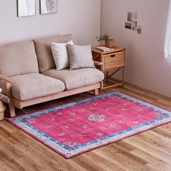 プリントラグ 130×190 ピンク シノワズリデザイン 240632520