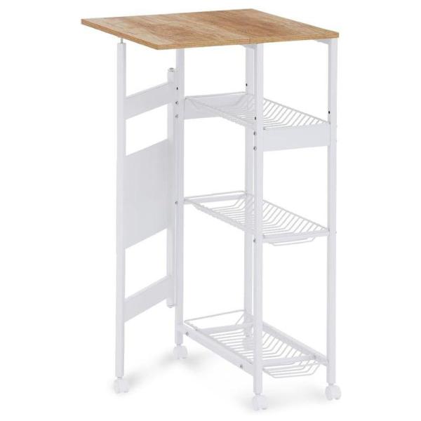 ワイヤーラック3つ付きです。洗面所や洗濯機周りの小物をすっきり収納できます。天板を折りたたんでコンパクトに収納できるスリムタイプです。奥行き約24cmで狭小スペースにも置けます。天板を広げると洗濯物がたためる作業台になります。天板は熱、水、...