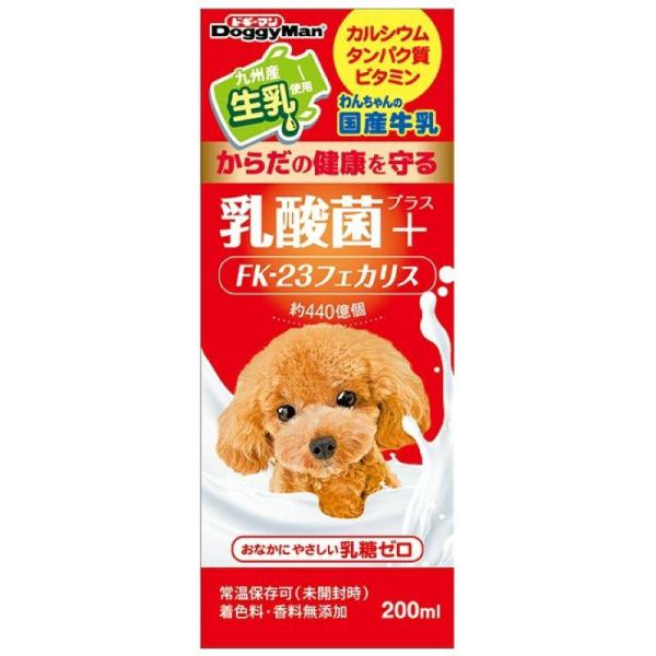 他サイト： [即納在庫品]  ドギーマン わんちゃんの国産牛乳 乳酸菌プラス 200ml 常温保存可 犬 国産 乳糖ゼロ 九州産 ペット用 ミルクの商品画像
