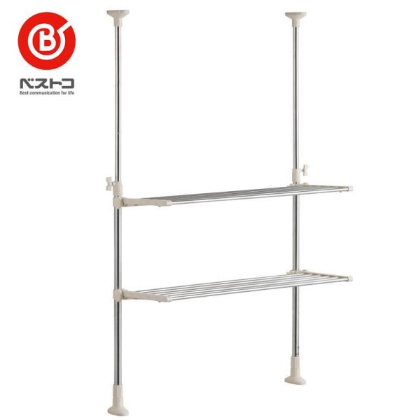 ベストコ ステンレス 突っ張りキッチンラック 2段