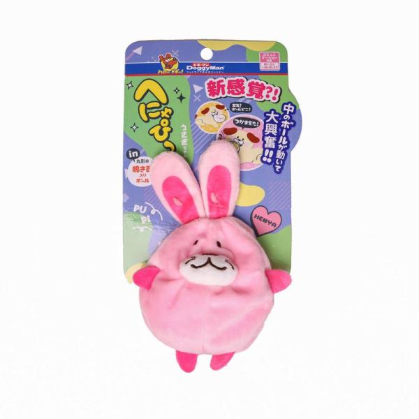 へにゃへにゃぬいぐるみの中で、ボールが動いて大興奮！新感覚のぬいぐるみ玩具。【原材料】本体：ポリエステル ボール：ポリエステル、ポリエチレン【使用方法】《遊び方》 においをかがせたり、音を鳴らしたりして興味をもたせます。興味を持ちはじめたら...