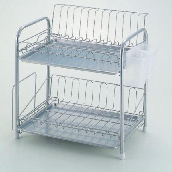 水受けトレーはスライド式で取り外せるのでお手入れラクラクスプーンや箸を入れられる水切りポケット付上段の水切りカゴは皿立て機能付で水切れ抜群！まな板も収納できるまな板受け付製品サイズ（約）：385×280×370mm製品重量（約）：1500g...