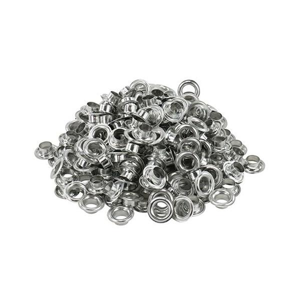 アルミ製でサビにくく、取付けが簡単なハトメ玉です。【用途】厚紙・布・ビニール・レザー・皮革などの穴の補強・補修作業。【特徴】その他、服飾などの穴の補強やアクセントに使用できます。【製品仕様】●ハトメ穴径：約10mm。●最大取付厚：約3.0m...