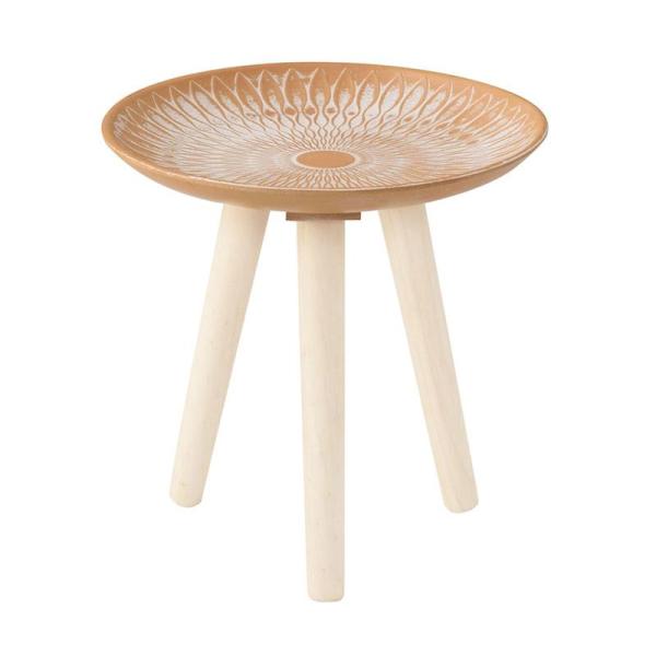 モロッコ風の模様が美しいトレーテーブル。用途に合わせて様々なシーンで使えます。繊維板 天然木(パイン材) ラッカー塗装【サイズ】 φ29.5×H29.5【重量】 1kg【静加重】 3kg【製造国】 中国【組み立てタイプ】 ねじ込み【組立に必...