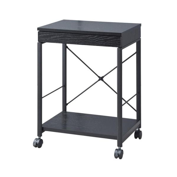 スチール×木目の組み合わせのデスク＆ワゴン。スタイリッシュな空間を演出します。天然木化粧繊維板(オーク) ラッカー塗装 スチール(粉体塗装)【サイズ】 W45×D34×H62【静加重】 10kg、 5kg/棚【製造国】 台湾【組み立てタイプ...