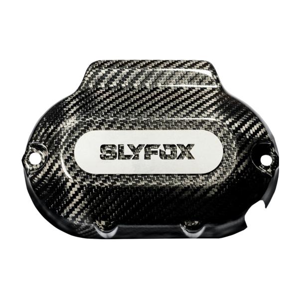 M8 ツーリング カーボンファイバー トランスミッションサイドカバー (グロス仕上げ) SLYFOX