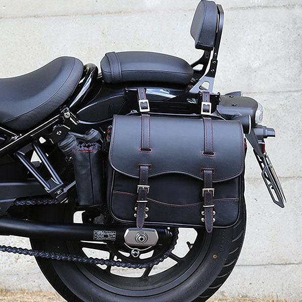 ナイロンサドルバッグ プレーンタイプ ブラック/レッドステッチ 12L