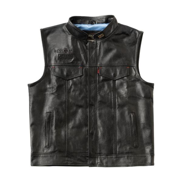 WCC×13 1/2 ダイアモンド  レザー ライディング ベスト ブラック