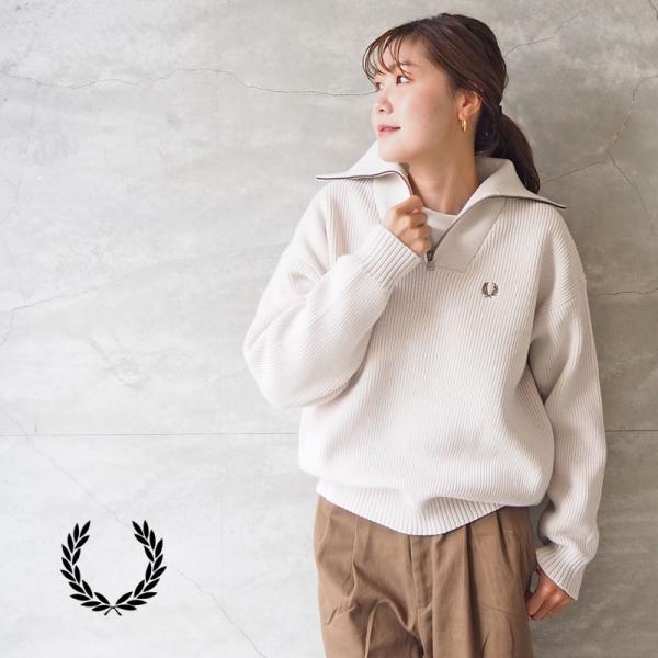 フレッドペリー ハーフジップ ニット FRED PERRY レディース Half-Zip