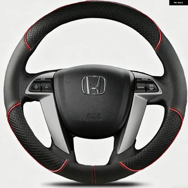 並行輸入品 ホンダ ブラックマイクロファイバーレザーカー ステアリングホイール カバー クロスツアー 2012 パイロット オデッセイ アコード 8