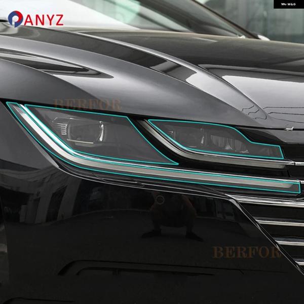 並行輸入品 フォルクスワーゲン VW CC アルテオン 2018年以降モデル用 カー ヘッドライト フィルム ヘッドランプ ステッカー クリア ブラック 2枚セ