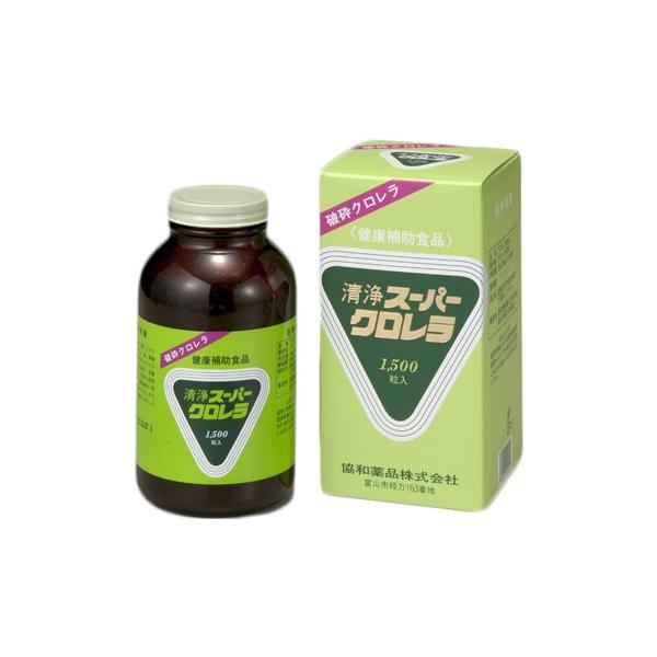 「協和薬品　清浄スーパークロレラ　1500粒」は、特殊な方法で細胞壁を破砕したクロレラを飲みやすい錠剤にしました。豊かな太陽の光と良質の水、きれいな空気に恵まれた沖縄で、栄養豊富な上質のクロレラ株ブルガリスを選び、オープン培養によって生産さ...
