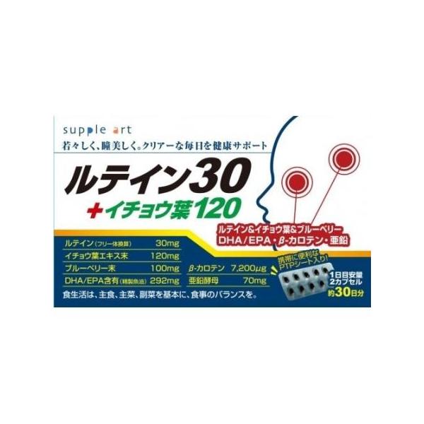 送料無料 サプリアート　ルテイン30＋イチョウ葉120　60カプセル 定形外郵便発送