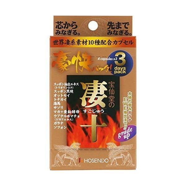 送料無料 定形外郵便発送 宝仙堂の凄十 豪快パック（4粒×3コ入）