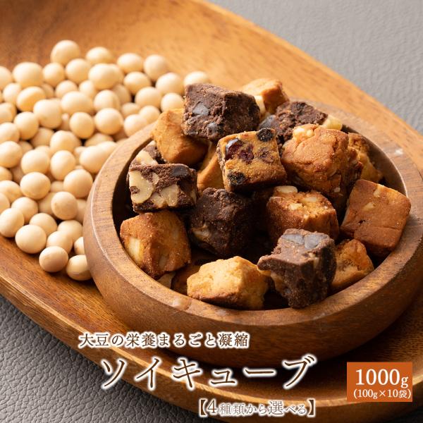 4種から1種選べる ソイキューブ 1kg(100g×10袋) 大豆 大豆粉 ナッツ ベリー 小麦粉不使用 ダイエット 間食 送料無料 爆買