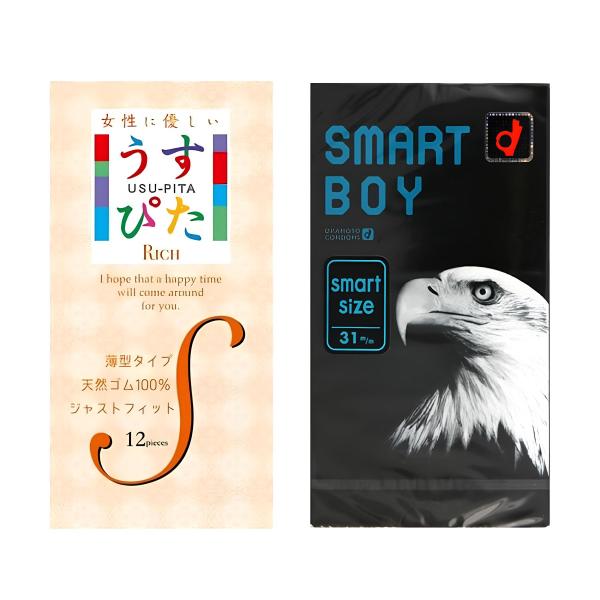 コンドーム Sサイズ 2箱セット うすぴたRICH S 12個入 オカモト SMART BOY 12個入 ハニードロップス 20ml 1個付き コンドーむ こんどーむ スキン 避妊具 MB-C