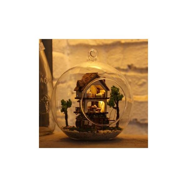 More 通常便なら送料無料 Fun Yukiシリーズ 森ハウス ミニチュアハウス手作りキット Ledライト付き ガラスボール Y 001