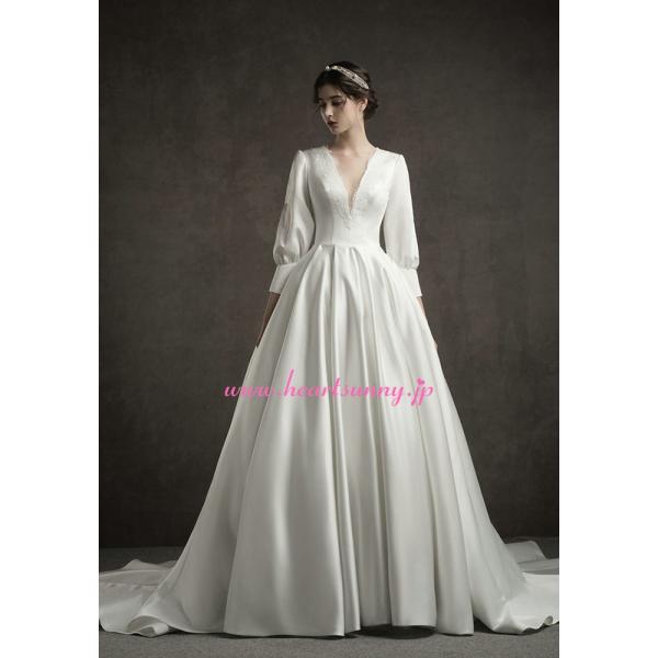 ウェディングドレス 長袖深vネック ロングトレーン 後ろ編み上げ ファスナーの2タイプ 01 Buyee Buyee Japanese Proxy Service Buy From Japan Bot Online
